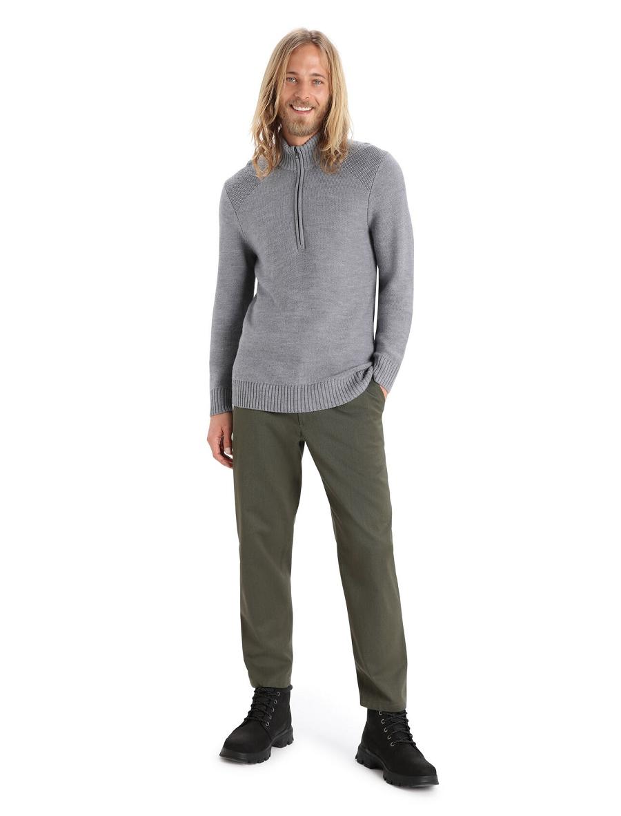 Icebreaker Merino Waypoint Long Sleeve Half Zip Top Férfi Kapucnis Pulóver Szürke | HU 1252SGLO